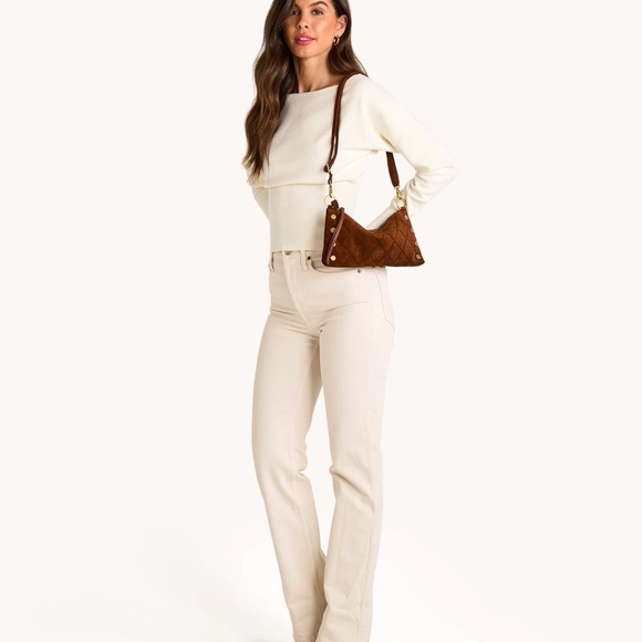 Hammitt Kyle Chocolate Diamond Suede Quilted Shoulder Bag - Picture 6 of 6